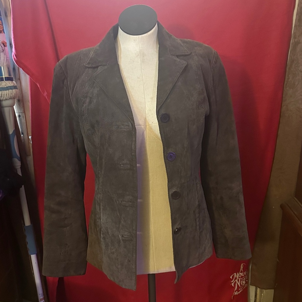 Elegant Brown Suede Blazer for Women